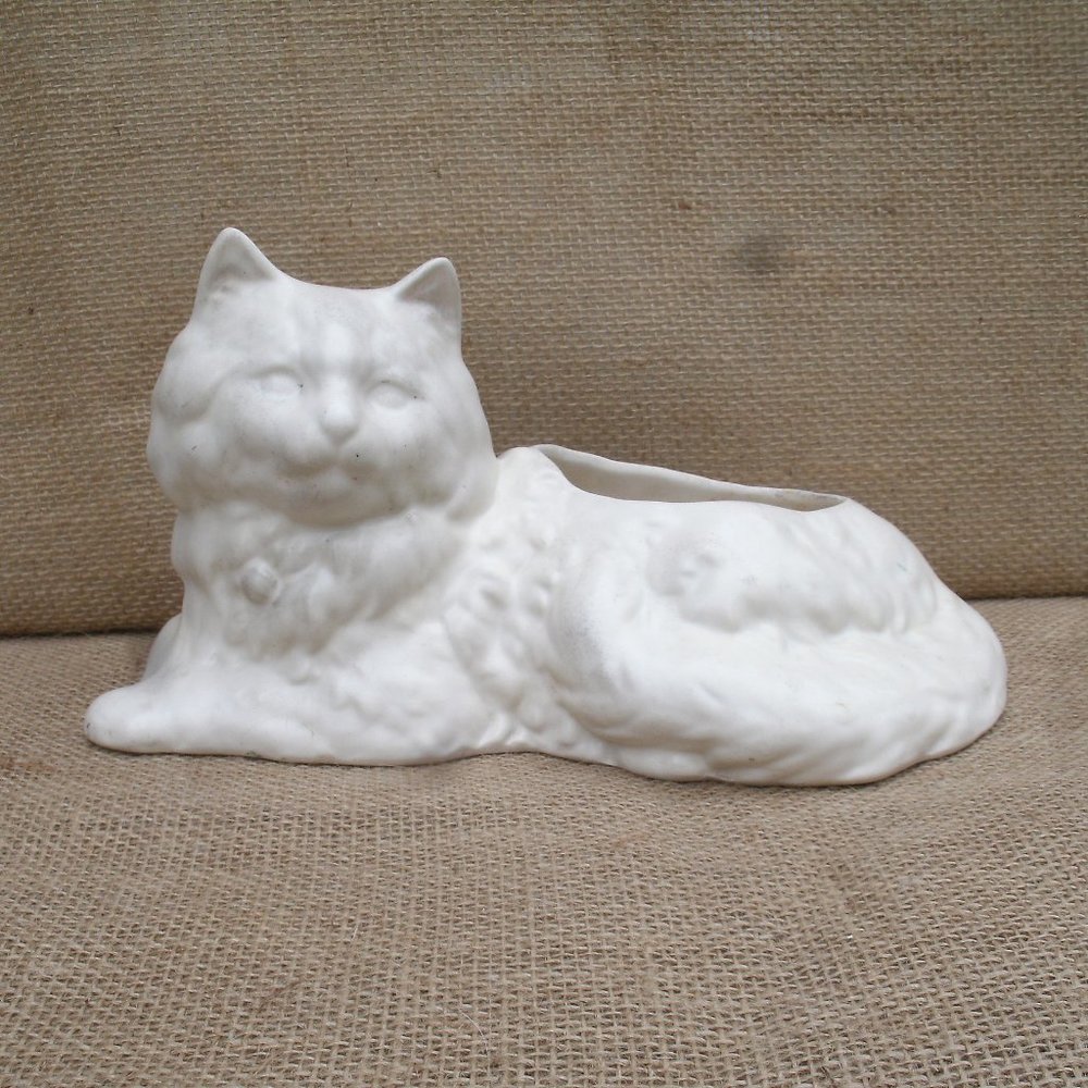Vintage Morton Pottery Long Hair Cat Planter